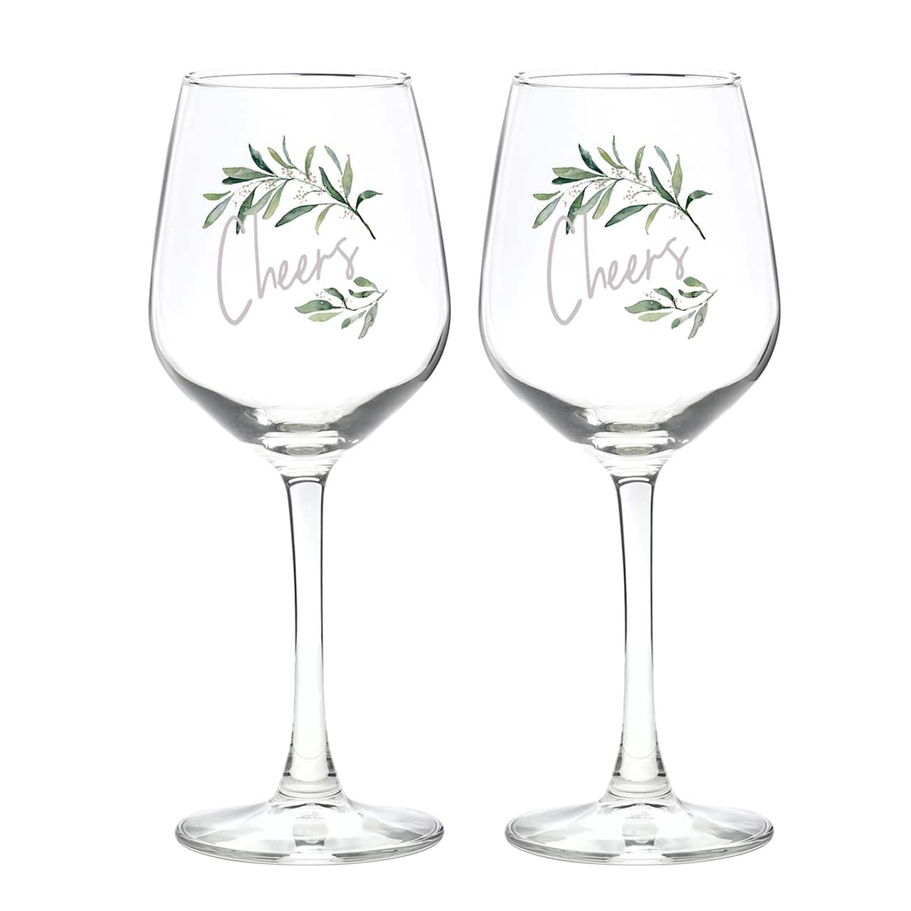 12oz. Greenery Wine Glass Set